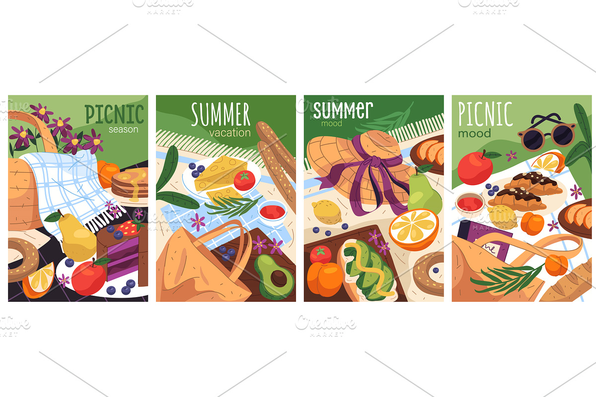 Summer picnic banner set. Weekend, a Texture Illustration by Elegant Solution
