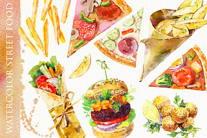Street food watercolor collection