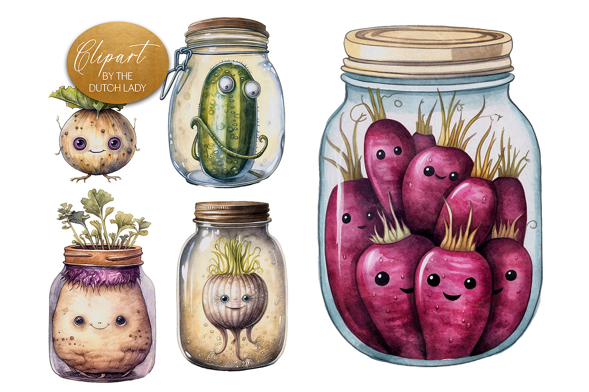 Preserved Vegetables Clipart Set, a Food Illustration by The Dutch Lady Designs (Photo 6 of 7)