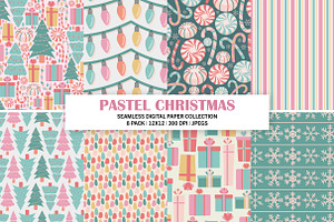 Pastel Pink Christmas Digital Paper