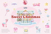 Sweet Christmas Watercolor Clipart, a Seasonal Illustration by Cat In Colour (Thumbnail 1 of 8)