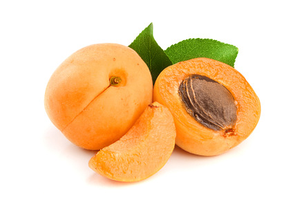 Apricot fruits with leaves isolated featuring apricot, isolated, and ...