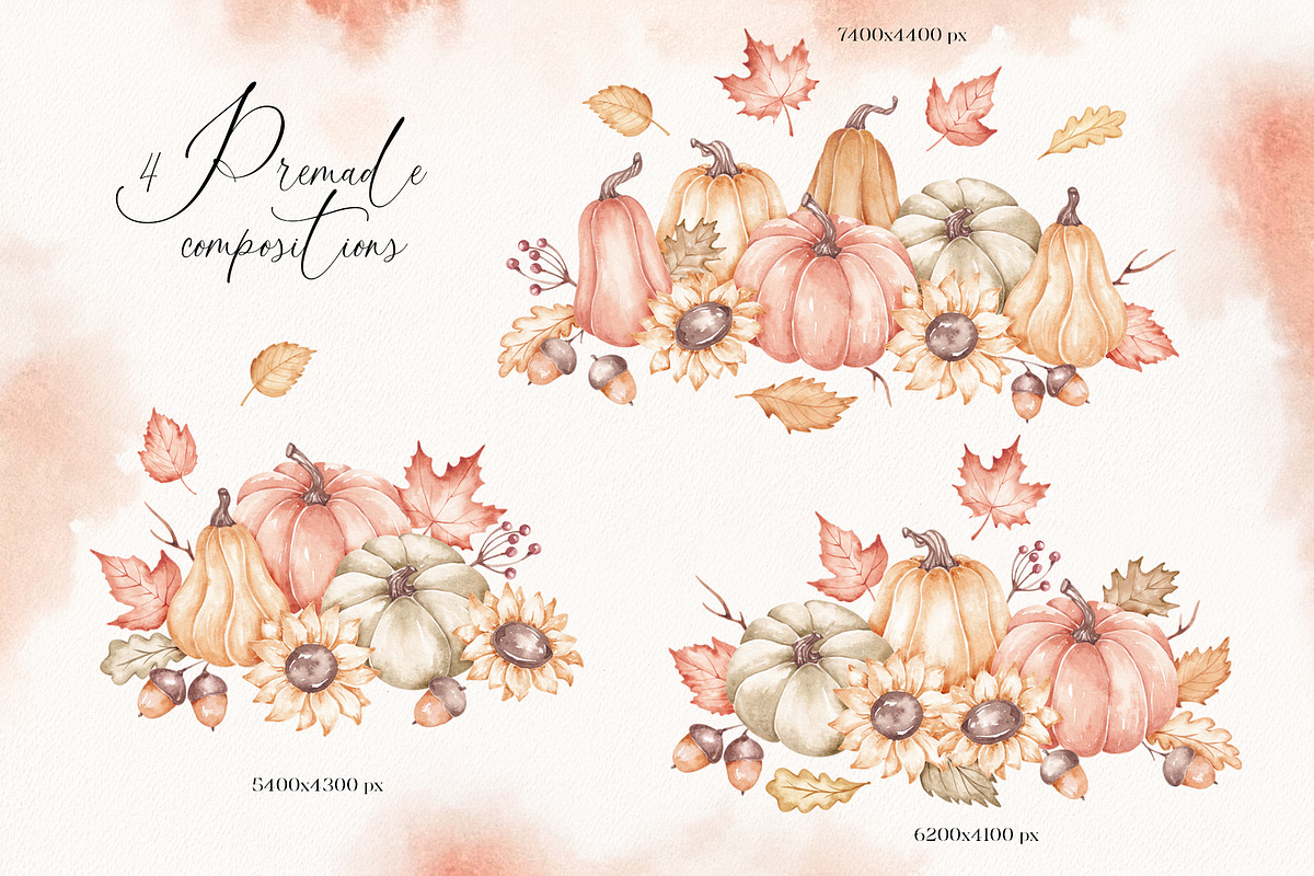 Watercolor Clipart Autumn Nature, a Seasonal Illustration by SirenaArt (Photo 5 of 6)