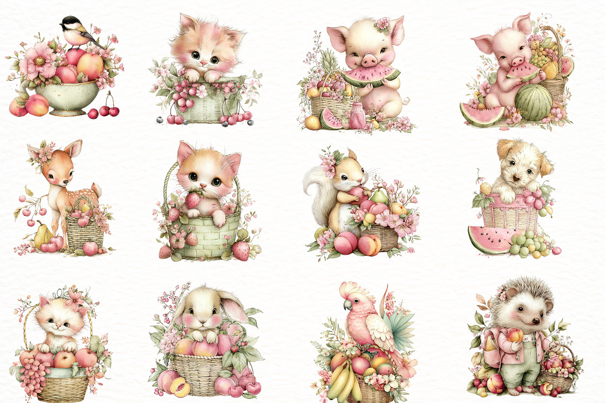 Whimsical Summer Animals with Fruit, an Illustration by Designworld (Photo 4 of 8)