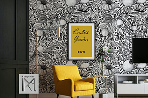 Endless Garden. Black&White Pattern