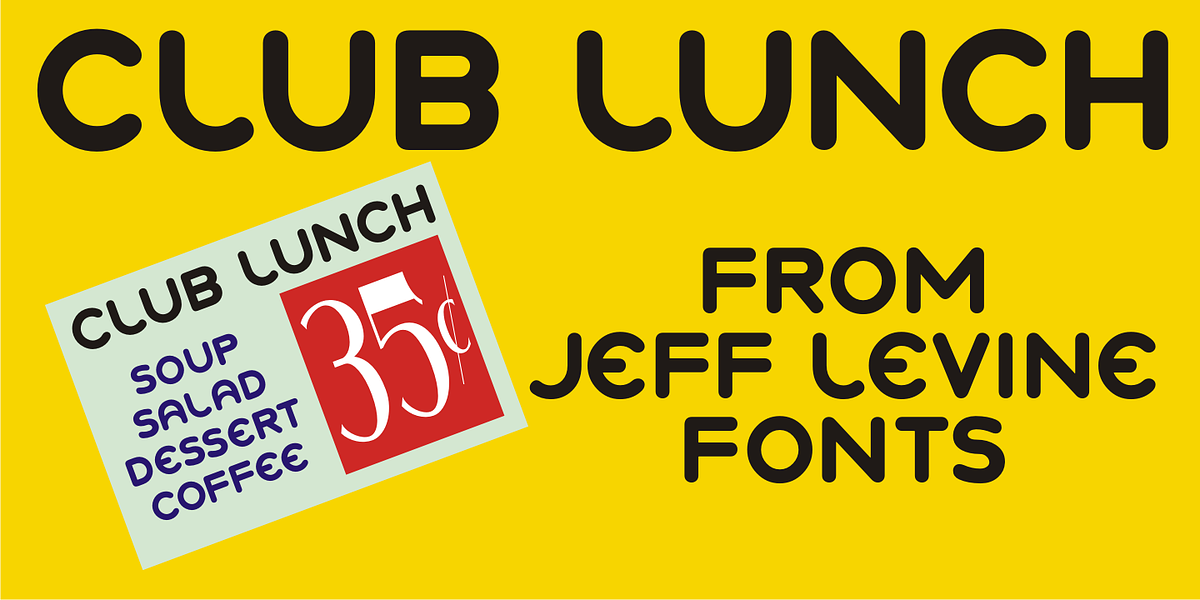 Club Lunch JNL, a Sans Serif Font by Jeff Levine Fonts