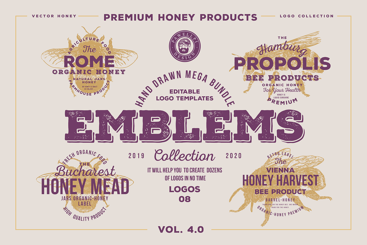 HAND DRAWN VINTAGE EMBLEMS VOLUME 4, a Branding & Logo Template by pawellpi (Photo 15 of 15)
