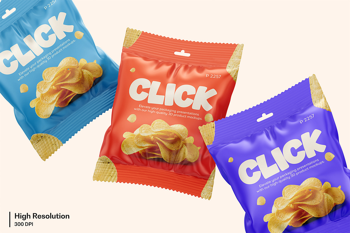 Foil Snack Bag Packaging Mockup, a Packaging Mockup by Ram Studio LLC (Photo 4 of 10)