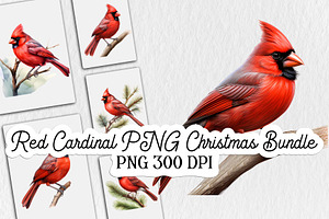 Red Cardinal PNG Christmas Bundle