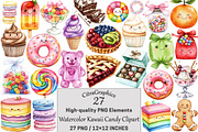 Watercolor Kawaii Candy Clipart, a Seasonal Illustration by CitraGraphics (Thumbnail 1 of 4)