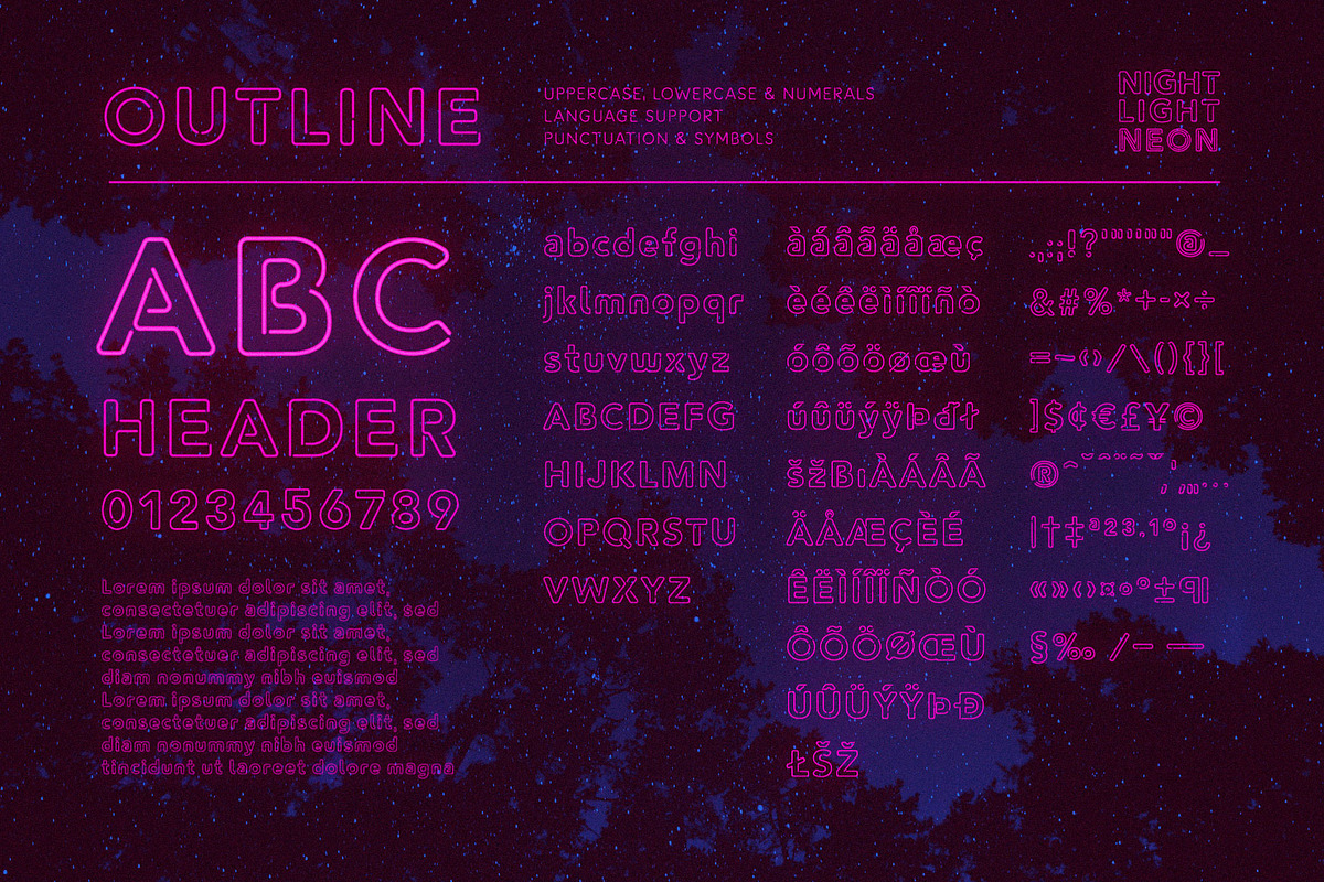 Retro Neon Font - Outline Style preview 2