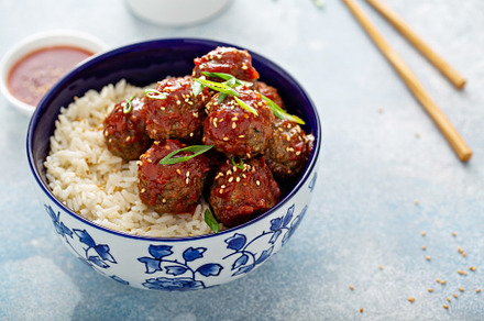 Asian meatballs with sweet and sour sauce, a Food & Drink Photo by farwasser
