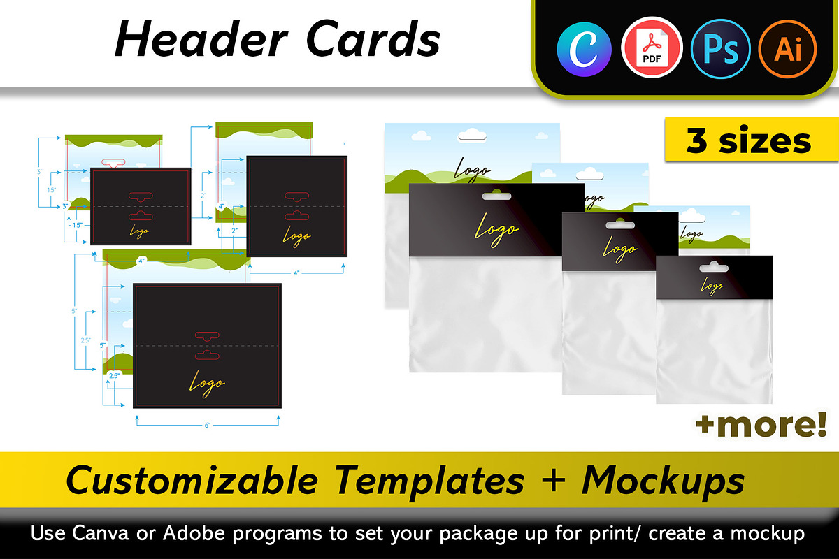 Header Cards Mockup + Template, a Packaging Mockup by Korner (Photo 1 of 11)