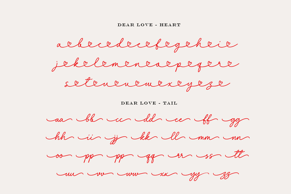Dear Love - Chic Wedding Heart Font, a Script Font by Typebae (Photo 2 of 8)