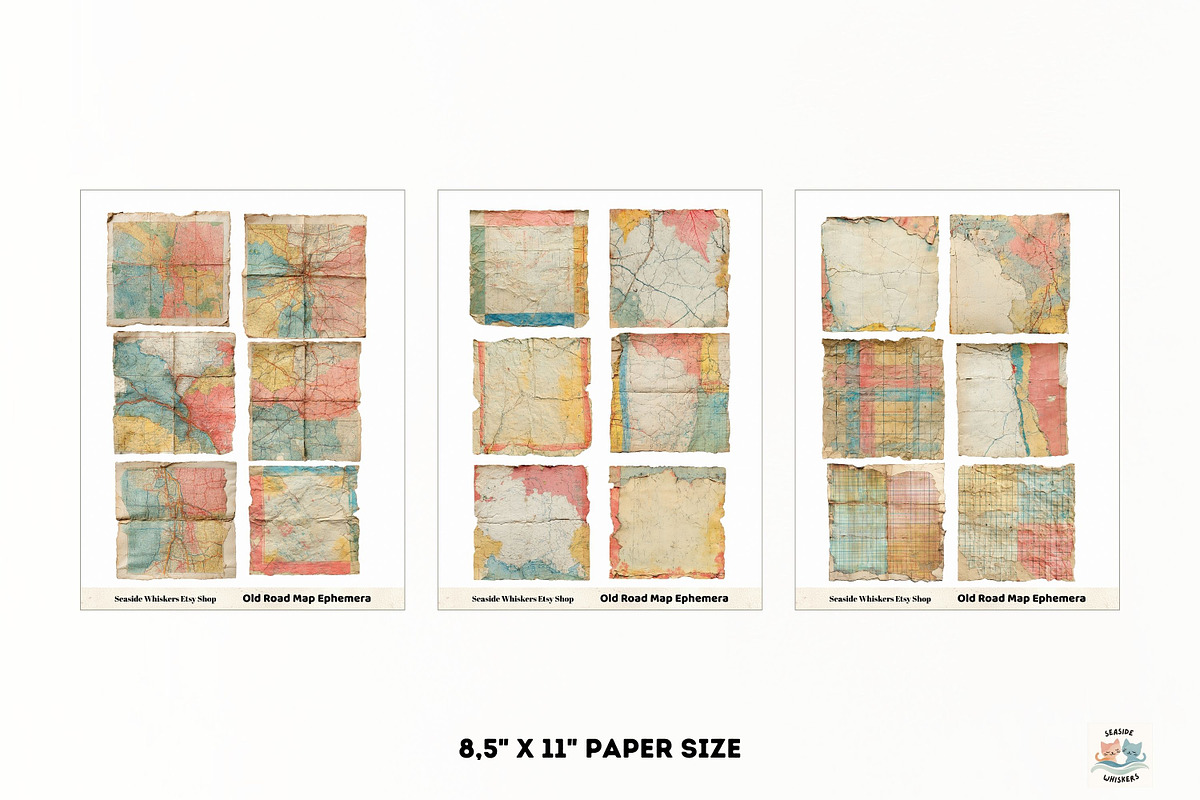 Old Road Map Ephemera Printable, a Transportation Illustration by Seaside Whiskers (Photo 2 of 5)