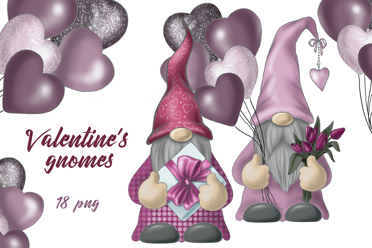 Valentine gnomes png clipart, an Illustration by KupalinaArt (Photo 1 of 5)