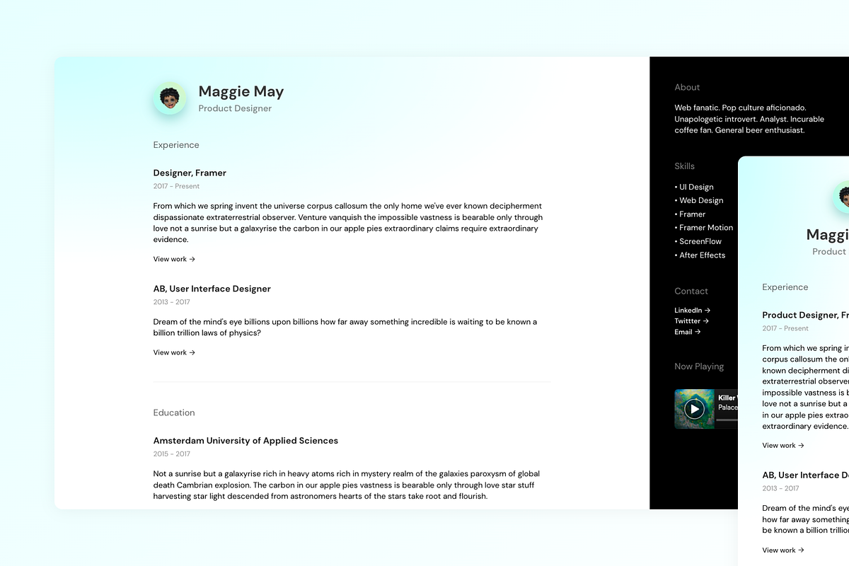 Framer Website Template - Resumé, a Templates & Theme by Jurre Houtkamp