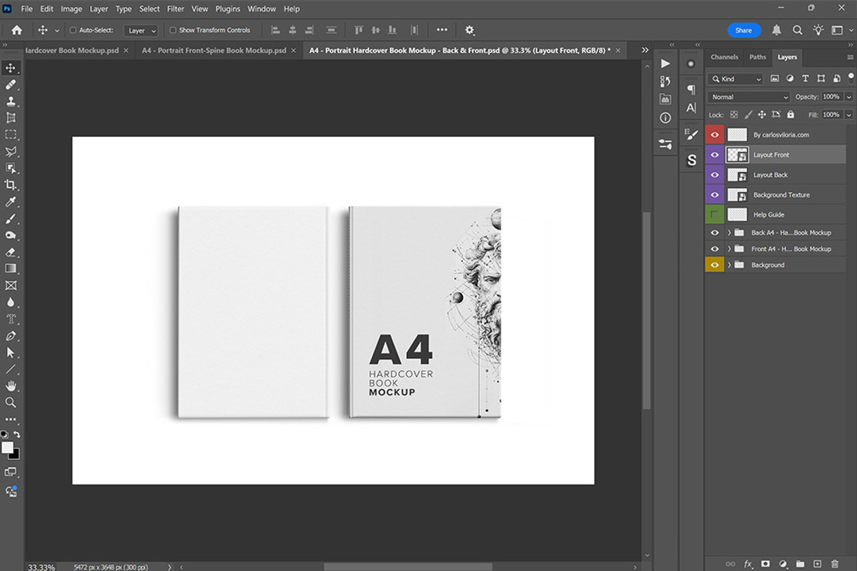 A4 Hardcover Book Mockup Back-Front, a Books & Magazine Mockup by Mockups by Carlos Viloria (Photo 2 of 5)