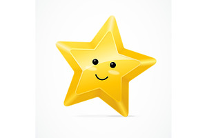 Golden Star Cute Character. Vector