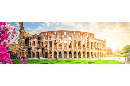 Colosseum at sunset in Rome, Italy, an Architecture Photo by Neirfy