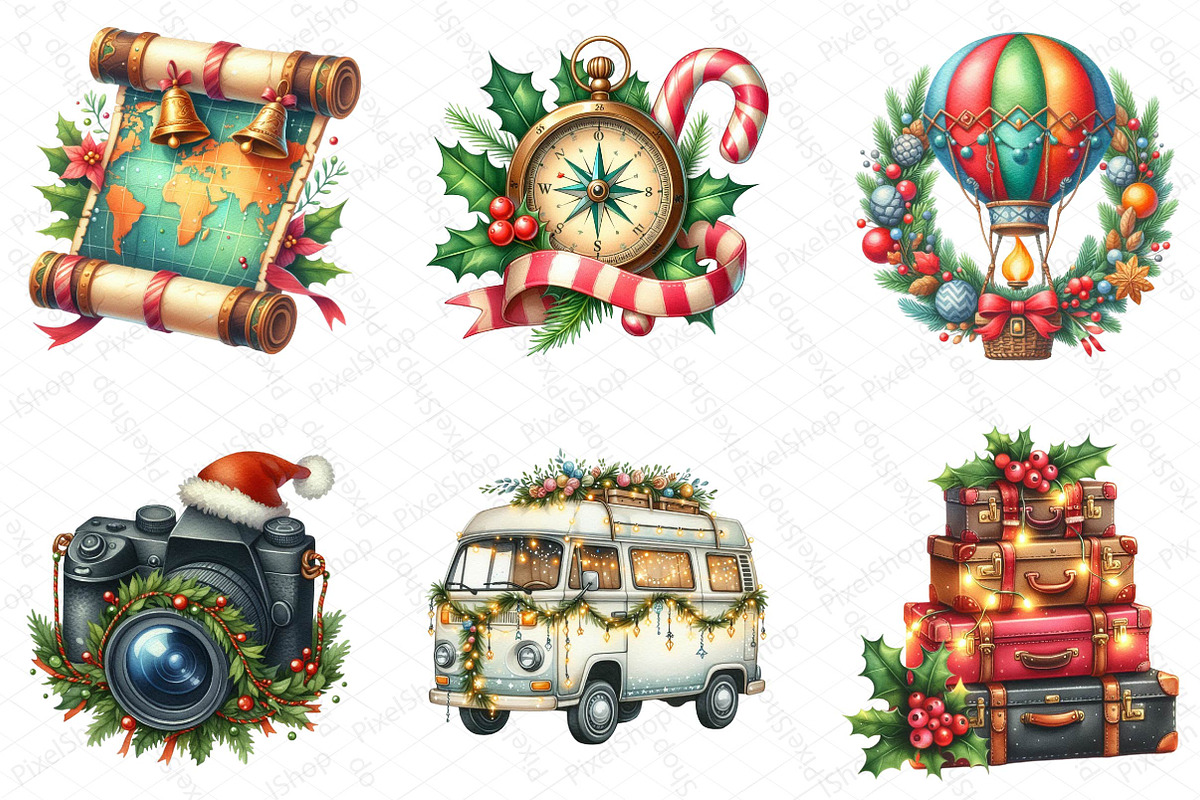 Christmas Travel Clipart, an Illustration by DreamPrint404 (Photo 5 of 5)