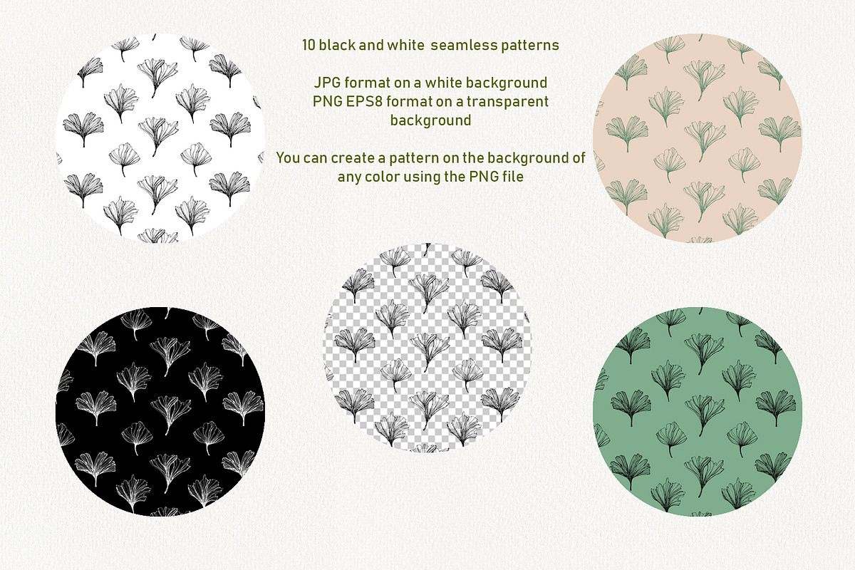 Gingko leaves floral patterns, a Pattern Graphic by Dina Guiter (Photo 10 of 14)