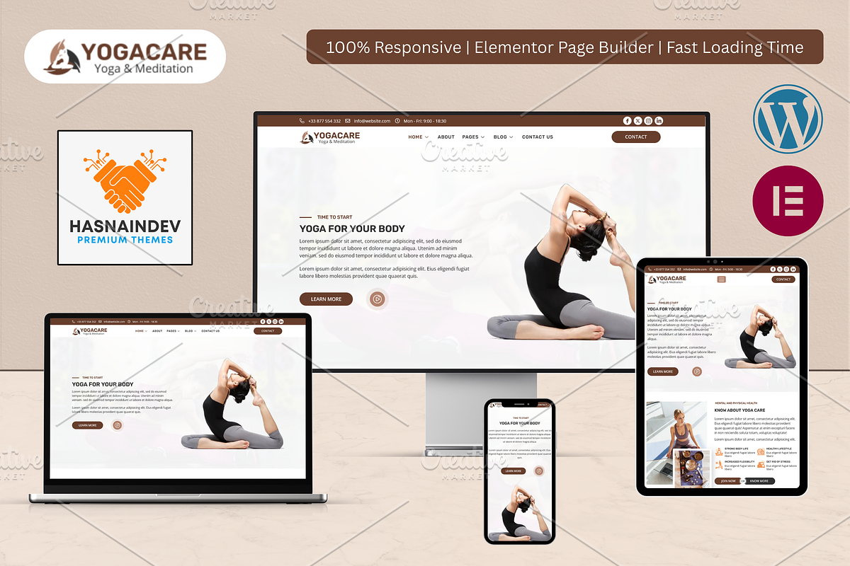 Yoga & Meditation Elementor Template, a WordPress Template by HasnainDEV (Photo 1 of 5)