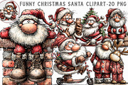 Funny Christmas Santa Clipart, an Illustration by Libby Wishes (Thumbnail 1 of 9)
