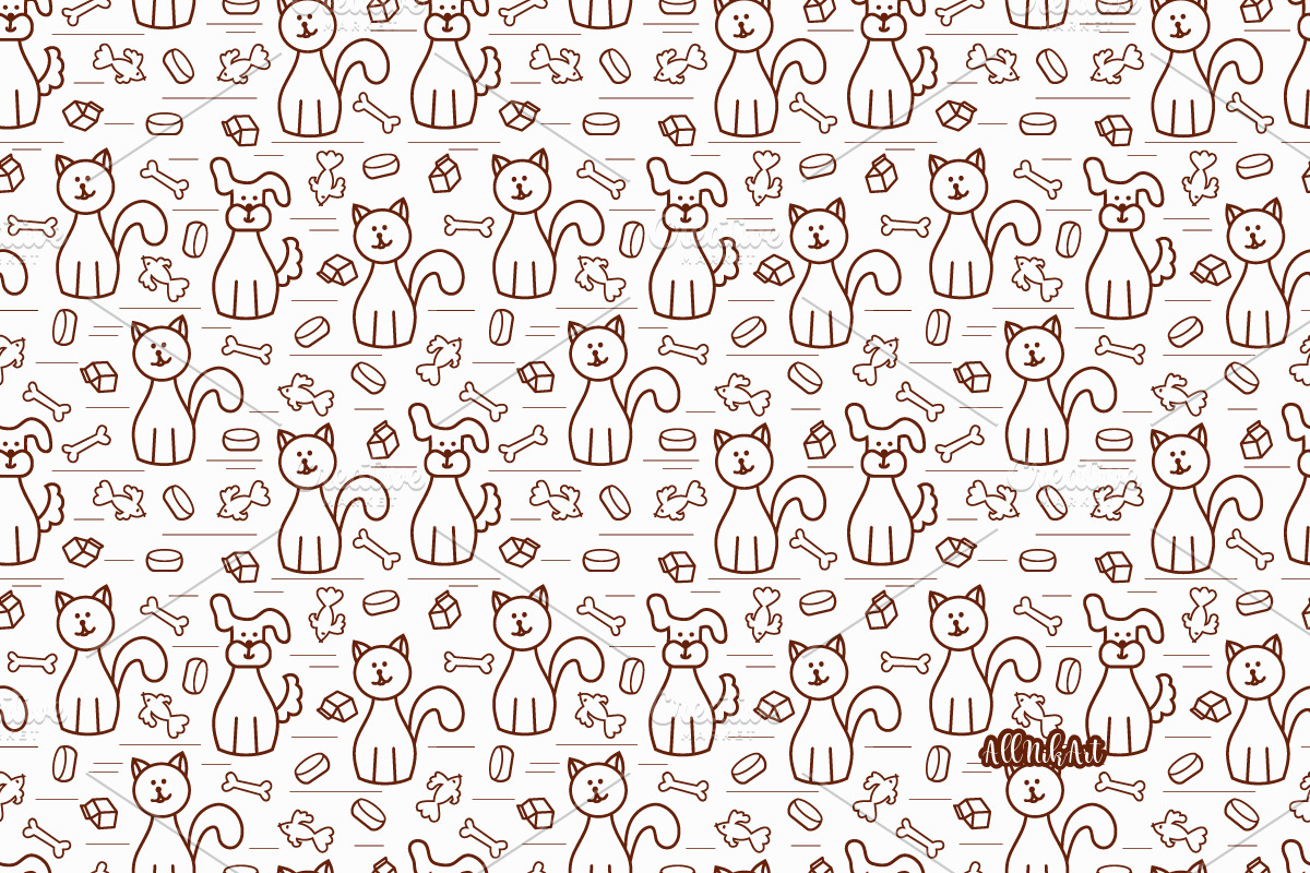 Dogs and Cats Pattern, a Pattern Graphic by AllNikArt (Photo 2 of 4)