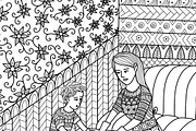 11 Mother's day coloring book page, an Illustration by Somjai King (Thumbnail 5 of 13)