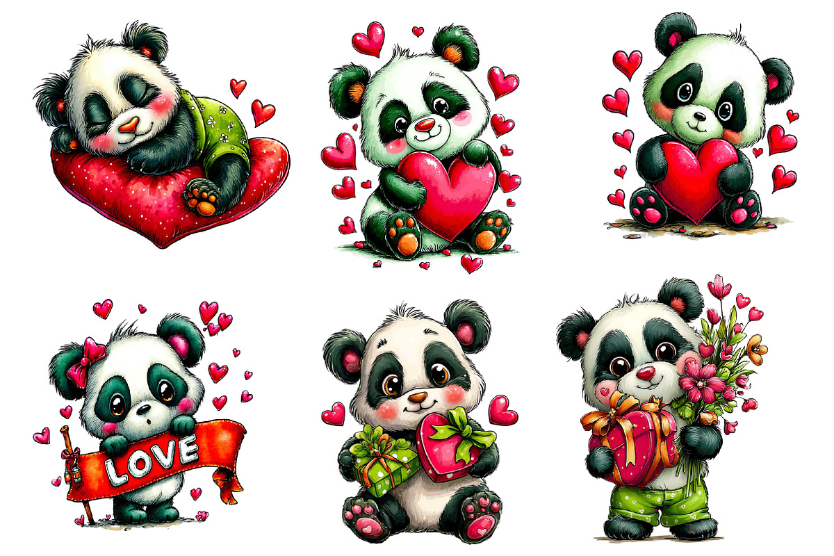 Valentine Panda clipart, an Illustration by Designworld (Photo 3 of 3)