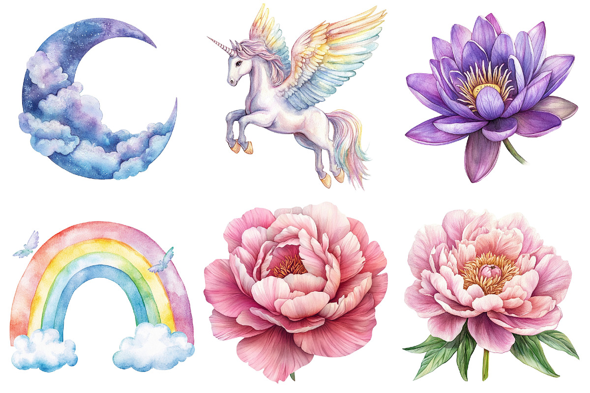 Magical Kingdom Pastel Cute Unicorn, an Illustration by CitraGraphics (Photo 3 of 5)