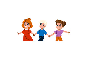 Happy children holding hands and, an Object Illustration by pikepicture