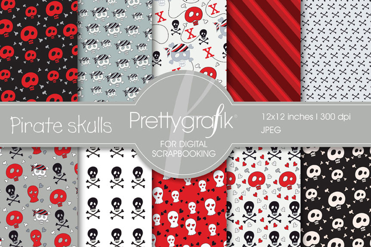 Pirate skulls digital paper