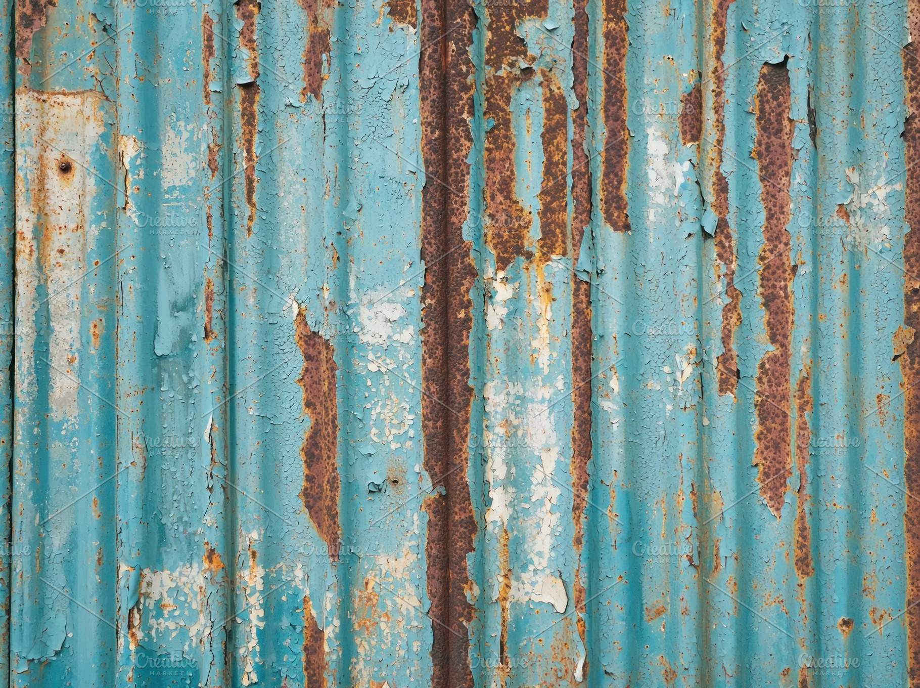 Weathered rusty metal wall with peeling turquoise paint Generative AI, a Holiday Photo by José Manuel Gelpi