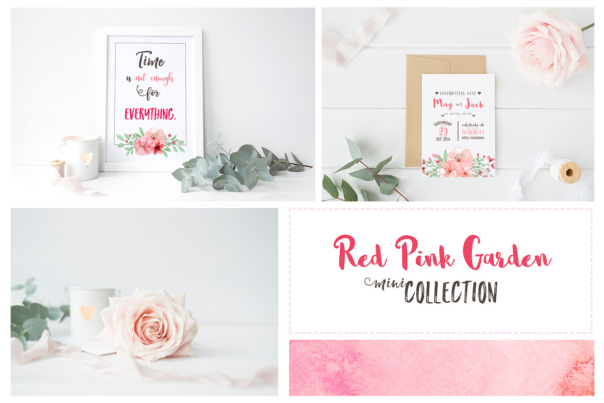 RedPink Garden Flower Graphic Set, an Illustration by May • SHO (Photo 3 of 9)