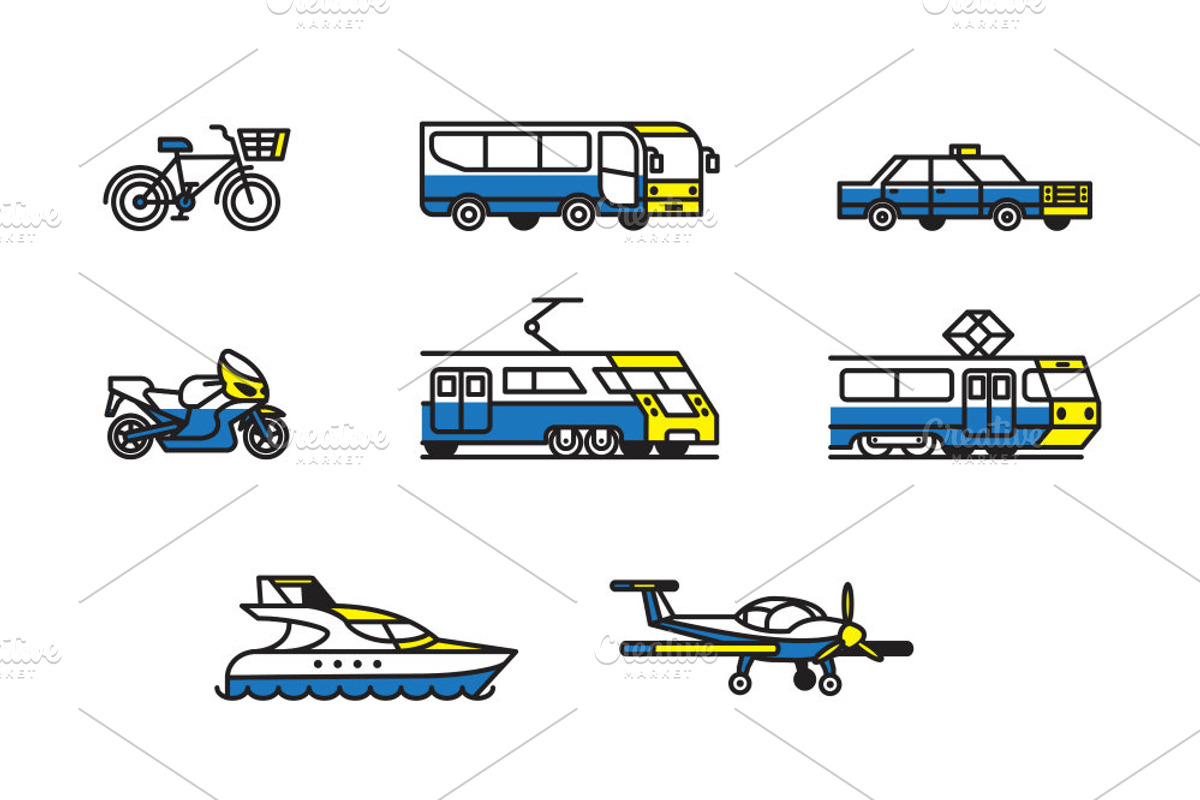 Passenger transport. Icons set, a Transportation Illustration by WINS Doodle shop (Photo 5 of 10)