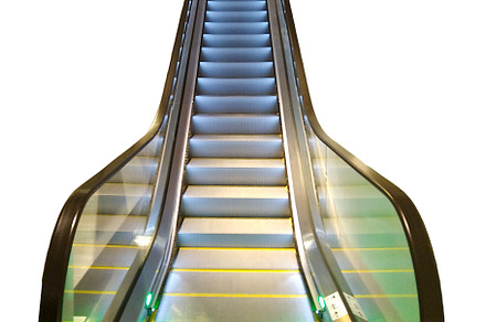 Modern mechanical stairway isolated photo, an Industrial Photo by DanFLCreativo