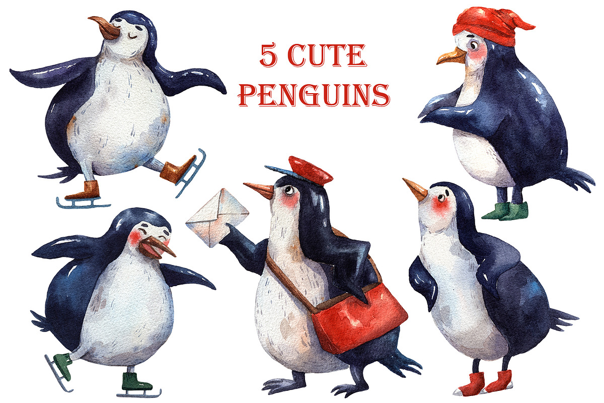 Christmas Friends - Watercolor Set, an Animal Illustration by Mashamashastu (Photo 4 of 11)