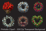 Christmas Wreaths & Floral Clipart B, an Illustration by RobertsArt (Thumbnail 4 of 6)