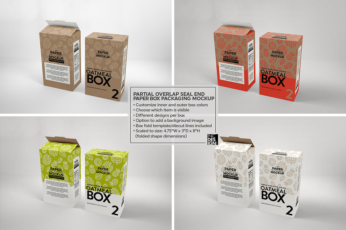 Paper Oatmeal Box Packaging Mockup, a Cups & Container Mockup by INCDesign (Photo 2 of 14)