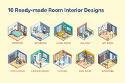 Room Interior 3d Isometric View, an Object Graphic by 35lab (Thumbnail 2 of 7)