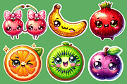 Kawaii  Fruit Clipart Bundle, an Illustration by Designworld (Thumbnail 3 of 6)