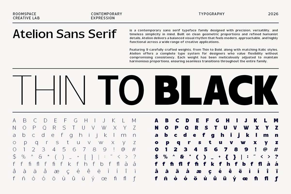 Atelion Modern Geometric Sans Serif, a Sans Serif Font by roomspace creative lab (Photo 13 of 15)