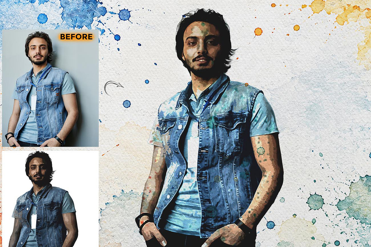 VECTOR WATERCOLOR ART FX, an Action Add-On by Studio Retouch (Photo 3 of 10)