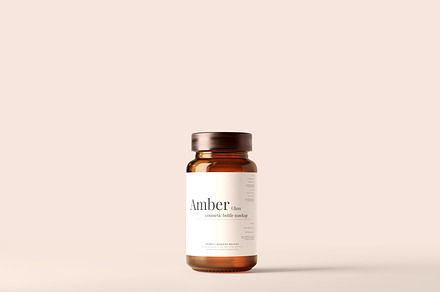Amber Glass Jar / Bottle Mockups, a Cups & Container Mockup by pmvch