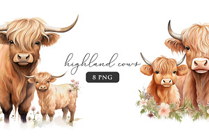 Highland Cow And Calf Clipart