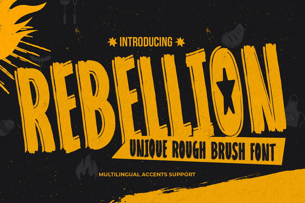 REBELLION - Unique Rough Brush Font, a Font by Gassstype (Photo 1 of 8)