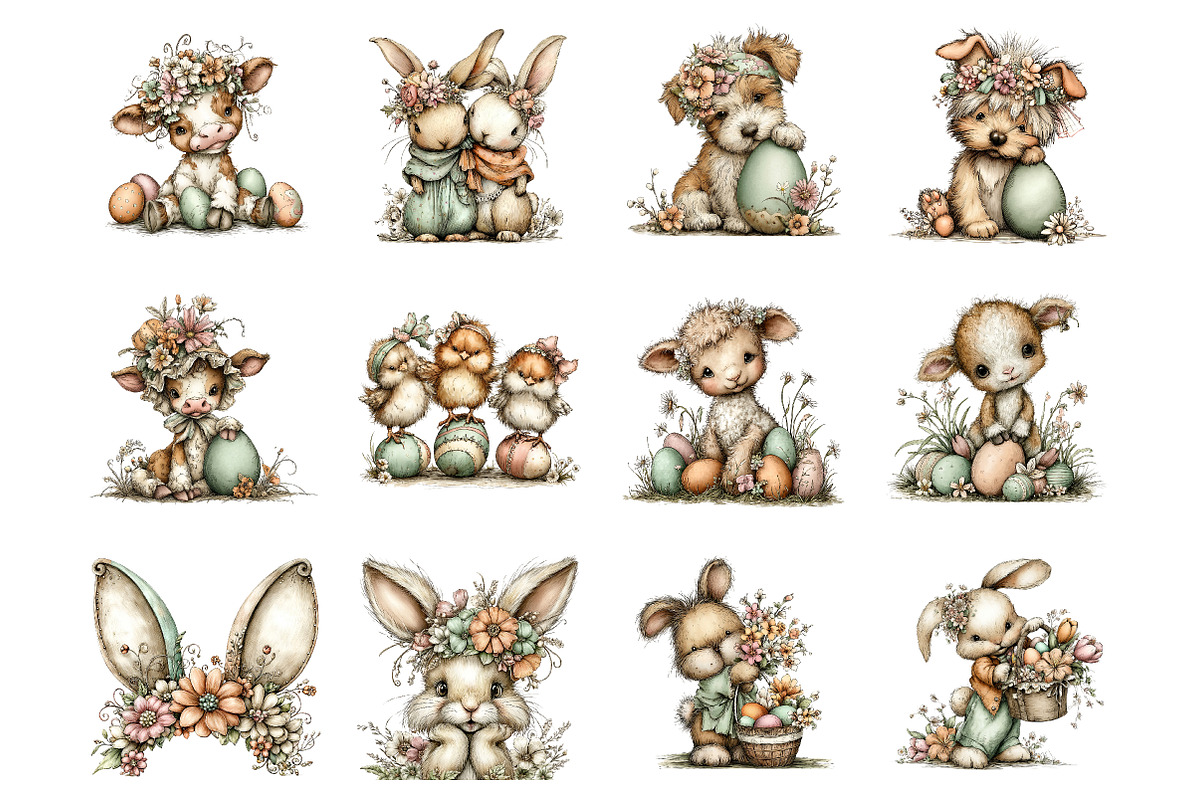 Whimsical easter clipart - Spring, an Illustration by SinaCreation (Photo 2 of 11)