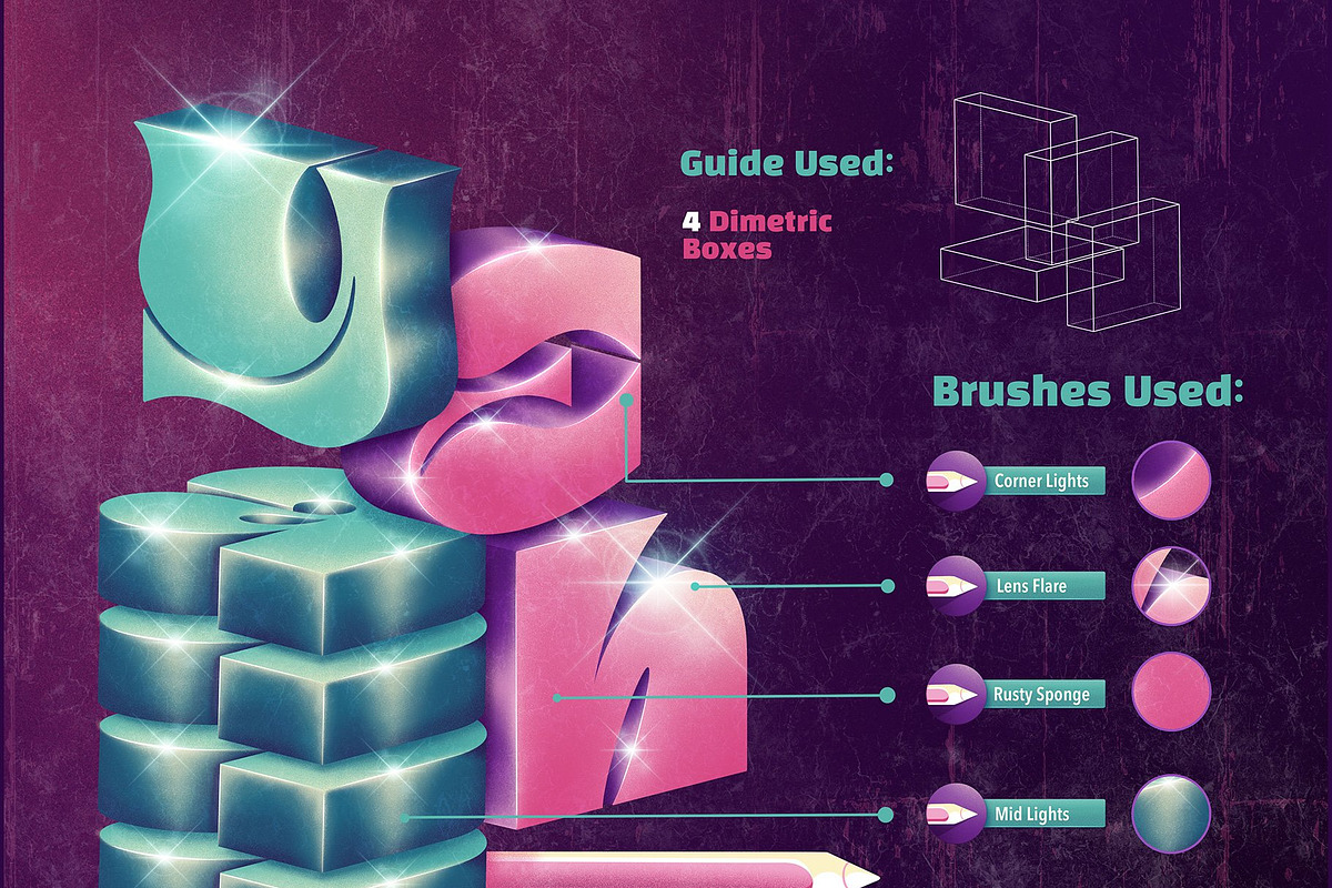 Eazy 3D Lettering Builder Procreate, a Brush Add-On by Shoutbam (Photo 3 of 6)
